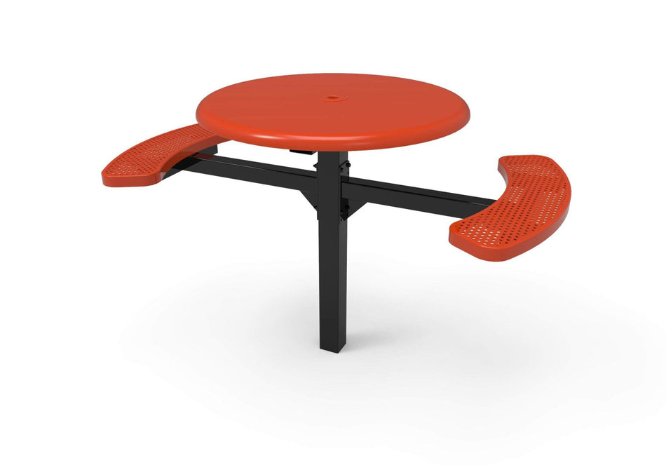 Round Solid Top Pedestal Picnic Table with 2 ADA Seats - Circular Pattern - 46 In. - Crowd Control Warehouse