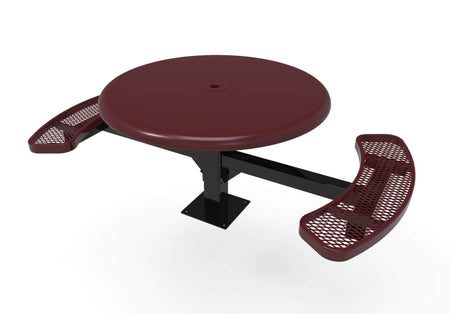 Round Solid Top Pedestal Picnic Table with 2 ADA Seats - Diamond Pattern - 46 In. - Crowd Control Warehouse