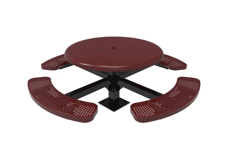 Round Solid Top Pedestal Picnic Table with 4 Seats - Circular Pattern - 46 In. - Crowd Control Warehouse