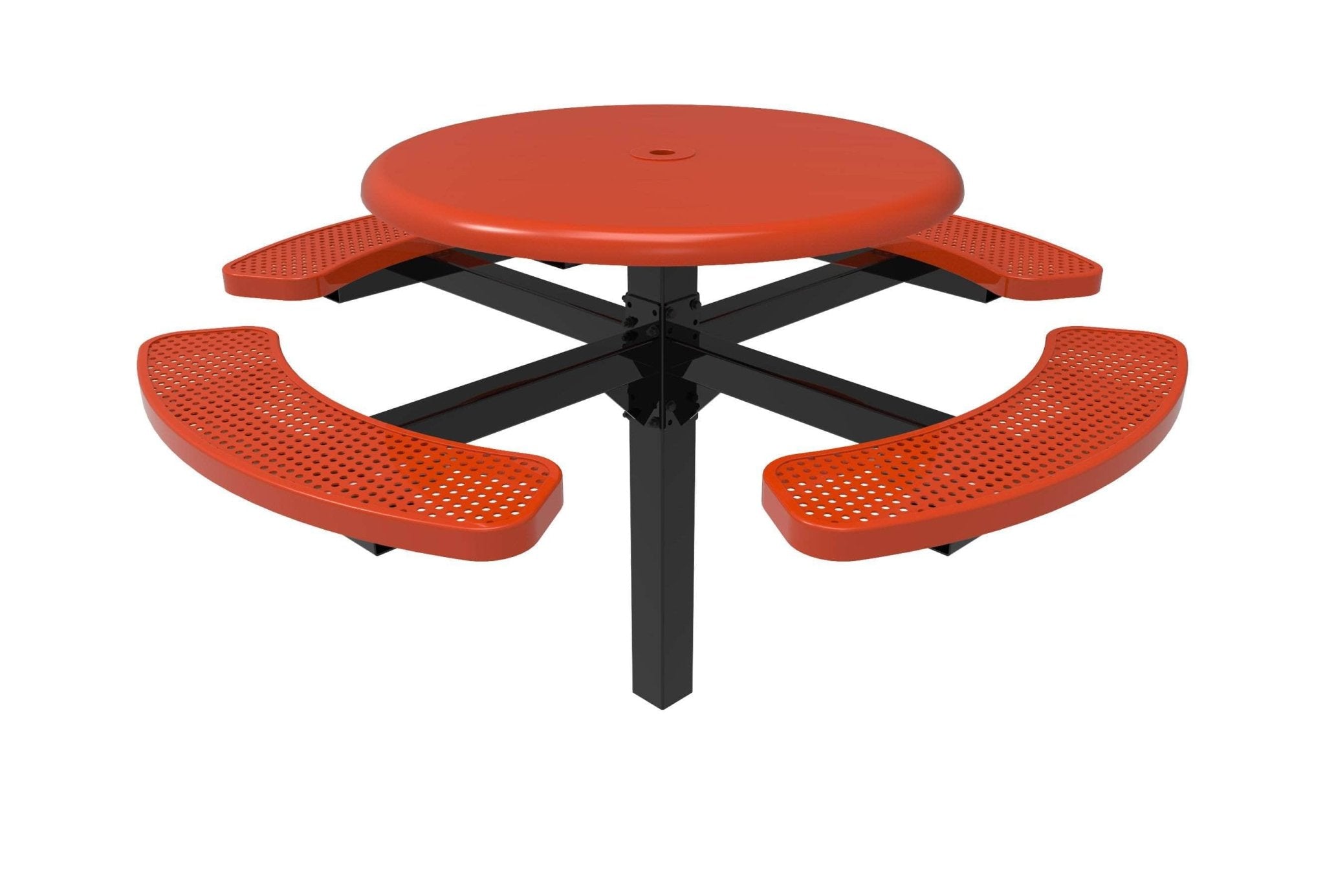 Round Solid Top Pedestal Picnic Table with 4 Seats - Circular Pattern - 46 In. - Crowd Control Warehouse
