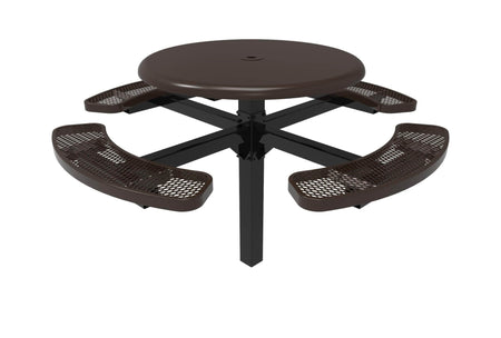 Round Solid Top Pedestal Picnic Table with 4 Seats - Diamond Pattern - 46 In. - Crowd Control Warehouse