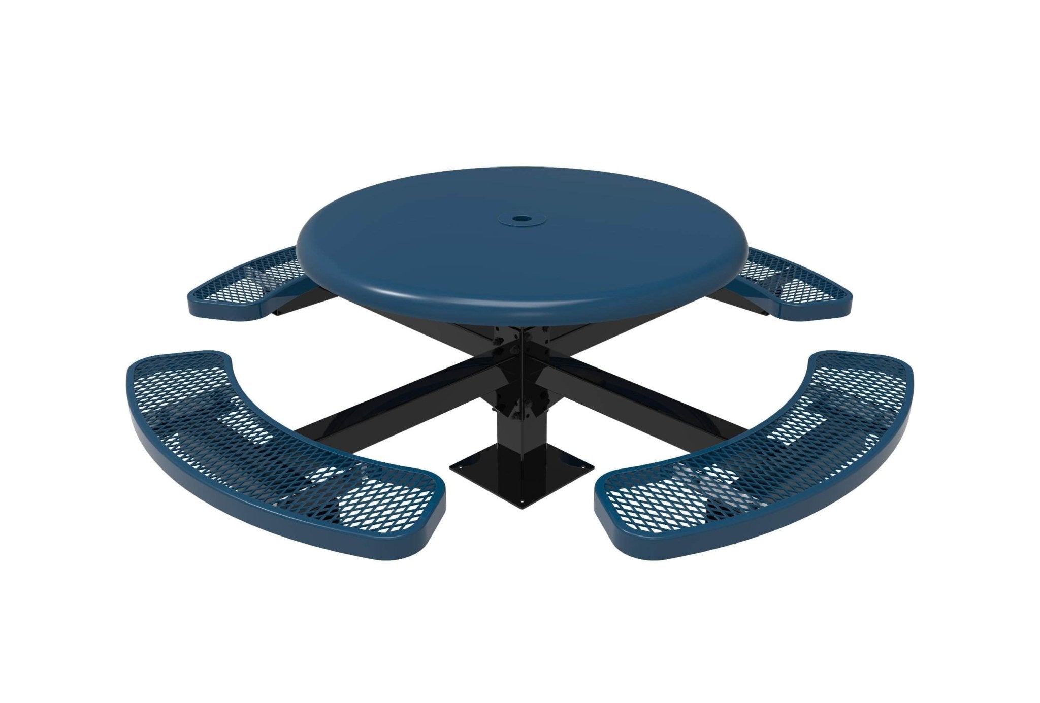 Round Solid Top Pedestal Picnic Table with 4 Seats - Diamond Pattern - 46 In. - Crowd Control Warehouse