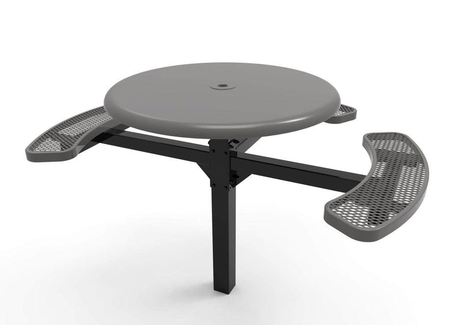 Round Solid Top Pedestal Picnic Table with ADA Accessible Seating – Diamond Pattern - 46 In. - Crowd Control Warehouse