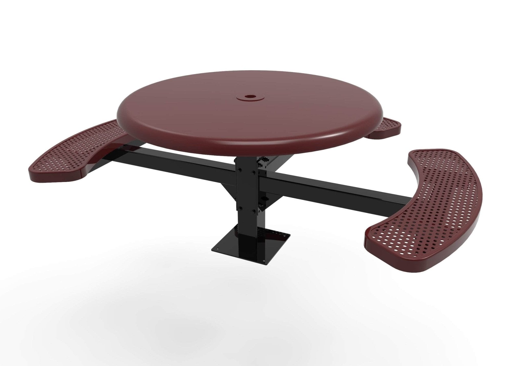 Round Solid Top Pedestal Picnic Table with ADA Seating - Circular Pattern - 46 In. - Crowd Control Warehouse
