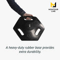 Retractable Dual Belt Barrier Stanchion, Heavy-Duty Rubber Base, 11 ft Belt - Montour Line MSR630D