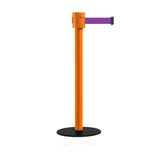 Safety Portable Retractable Belt Barrier Stanchion with Low Profile Base, Orange Post, 35 Ft Belt - Montour Line MSX760 - Crowd Control Warehouse