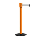 Safety Portable Retractable Belt Barrier Stanchion with Low Profile Base, Orange Post, 35 Ft Belt - Montour Line MSX760 - Crowd Control Warehouse