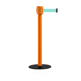 Safety Portable Retractable Belt Barrier Stanchion with Low Profile Base, Orange Post, 35 Ft Belt - Montour Line MSX760 - Crowd Control Warehouse