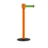 Safety Portable Retractable Belt Barrier Stanchion with Low Profile Base, Orange Post, 35 Ft Belt - Montour Line MSX760 - Crowd Control Warehouse