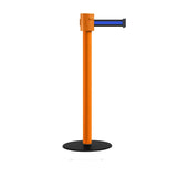Safety Portable Retractable Belt Barrier Stanchion with Low Profile Base, Orange Post, 35 Ft Belt - Montour Line MSX760 - Crowd Control Warehouse
