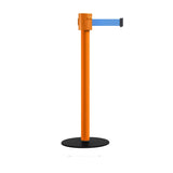 Safety Portable Retractable Belt Barrier Stanchion with Low Profile Base, Orange Post, 35 Ft Belt - Montour Line MSX760 - Crowd Control Warehouse