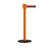 Safety Portable Retractable Belt Barrier Stanchion with Low Profile Base, Orange Post, 35 Ft Belt - Montour Line MSX760 - Crowd Control Warehouse