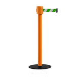 Safety Portable Retractable Belt Barrier Stanchion with Low Profile Base, Orange Post, 35 Ft Belt - Montour Line MSX760 - Crowd Control Warehouse