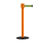 Safety Portable Retractable Belt Barrier Stanchion with Low Profile Base, Orange Post, 35 Ft Belt - Montour Line MSX760 - Crowd Control Warehouse