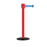 Safety Portable Retractable Belt Barrier Stanchion with Low Profile Base, Red Post, 35 Ft Belt - Montour Line MSX760 - Crowd Control Warehouse