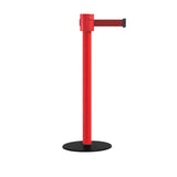 Safety Portable Retractable Belt Barrier Stanchion with Low Profile Base, Red Post, 35 Ft Belt - Montour Line MSX760 - Crowd Control Warehouse