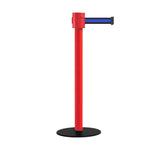 Safety Portable Retractable Belt Barrier Stanchion with Low Profile Base, Red Post, 35 Ft Belt - Montour Line MSX760 - Crowd Control Warehouse