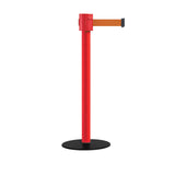 Safety Portable Retractable Belt Barrier Stanchion with Low Profile Base, Red Post, 35 Ft Belt - Montour Line MSX760 - Crowd Control Warehouse