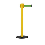 Safety Portable Retractable Belt Barrier Stanchion with Low Profile Base, Yellow Post, 35 Ft Belt - Montour Line MSX760 - Crowd Control Warehouse