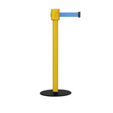 Safety Portable Retractable Belt Barrier Stanchion with Low Profile Base, Yellow Post, 35 Ft Belt - Montour Line MSX760 - Crowd Control Warehouse