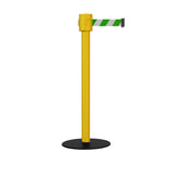 Safety Portable Retractable Belt Barrier Stanchion with Low Profile Base, Yellow Post, 35 Ft Belt - Montour Line MSX760 - Crowd Control Warehouse