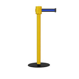 Safety Portable Retractable Belt Barrier Stanchion with Low Profile Base, Yellow Post, 35 Ft Belt - Montour Line MSX760 - Crowd Control Warehouse
