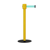 Safety Portable Retractable Belt Barrier Stanchion with Low Profile Base, Yellow Post, 35 Ft Belt - Montour Line MSX760 - Crowd Control Warehouse