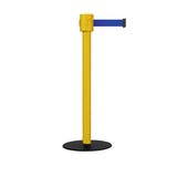 Safety Portable Retractable Belt Barrier Stanchion with Low Profile Base, Yellow Post, 35 Ft Belt - Montour Line MSX760 - Crowd Control Warehouse