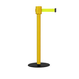 Safety Portable Retractable Belt Barrier Stanchion with Low Profile Base, Yellow Post, 35 Ft Belt - Montour Line MSX760 - Crowd Control Warehouse