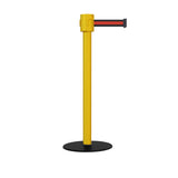 Safety Portable Retractable Belt Barrier Stanchion with Low Profile Base, Yellow Post, 35 Ft Belt - Montour Line MSX760 - Crowd Control Warehouse