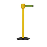 Safety Portable Retractable Belt Barrier Stanchion with Low Profile Base, Yellow Post, 35 Ft Belt - Montour Line MSX760 - Crowd Control Warehouse