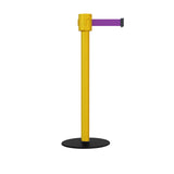Safety Portable Retractable Belt Barrier Stanchion with Low Profile Base, Yellow Post, 35 Ft Belt - Montour Line MSX760 - Crowd Control Warehouse
