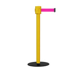 Safety Portable Retractable Belt Barrier Stanchion with Low Profile Base, Yellow Post, 35 Ft Belt - Montour Line MSX760 - Crowd Control Warehouse