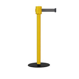 Safety Portable Retractable Belt Barrier Stanchion with Low Profile Base, Yellow Post, 35 Ft Belt - Montour Line MSX760 - Crowd Control Warehouse