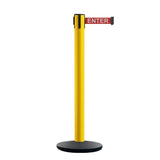 Safety Retractable Belt Barrier Stanchion, Heavy Duty Cast Iron Base, 14 ft Belt – Montour Line MSI650 - Crowd Control Warehouse