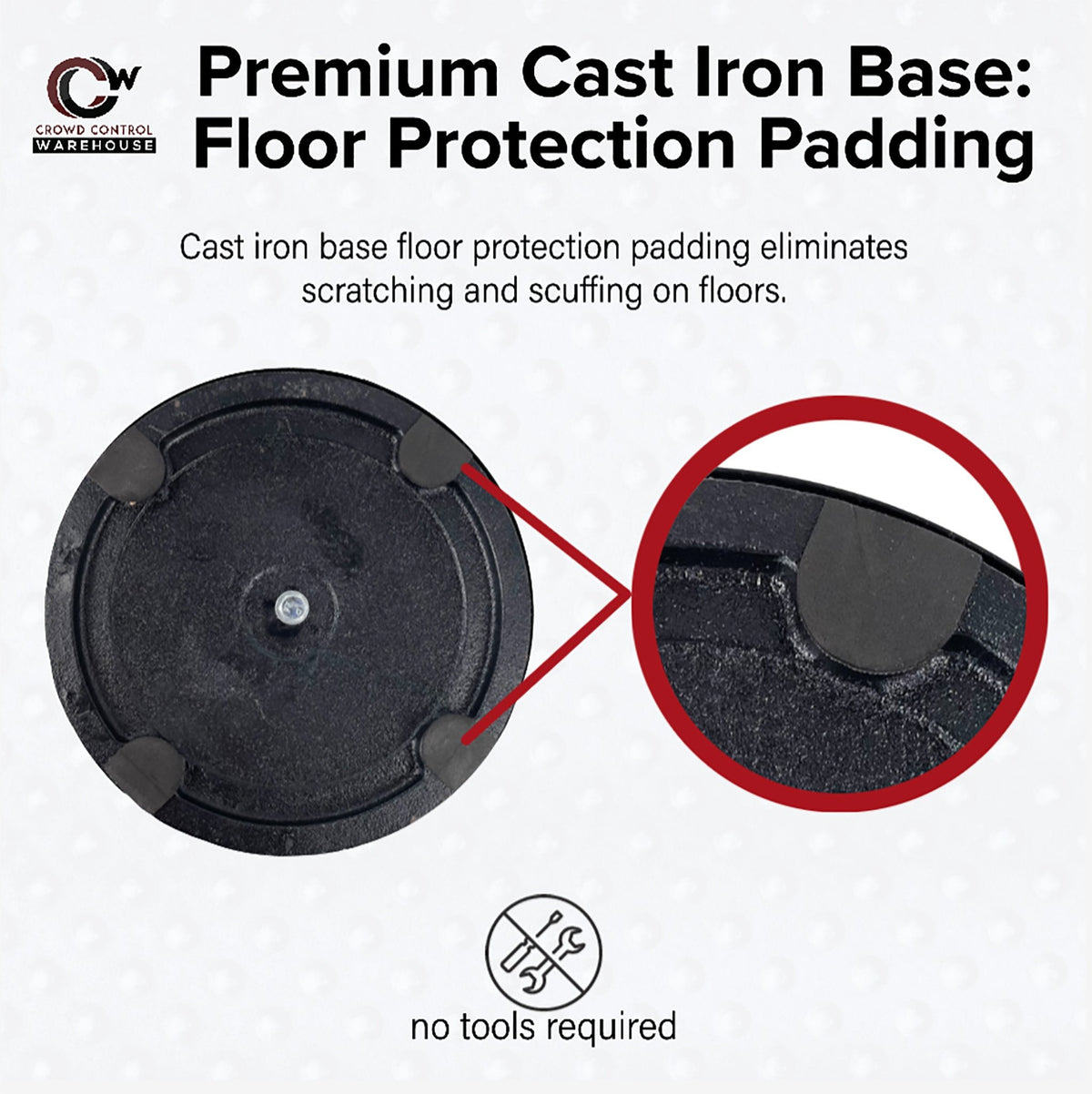 Safety Retractable Belt Barrier Stanchion, Heavy Duty Cast Iron Base, 16 ft Belt – Montour Line MSI650 - Crowd Control Warehouse