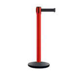 Safety Retractable Belt Barrier Stanchion, Red Post with Heavy Duty Cast Iron Base, 14 ft Belt – Montour Line MI650 - Crowd Control Warehouse