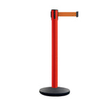 Safety Retractable Belt Barrier Stanchion, Red Post with Heavy Duty Cast Iron Base, 16 ft Belt – Montour Line MSI650 - Crowd Control Warehouse