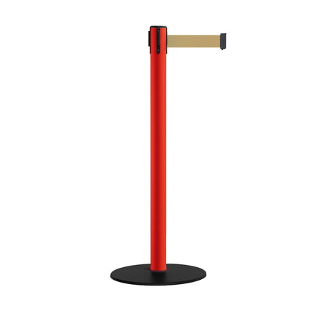 Safety Stanchion Retractable Belt Barriers, Low Profile Steel Base, Red Post, 7.5 Ft. Belt - Montour Line MSX630 - Crowd Control Warehouse