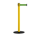 Safety Stanchion Retractable Belt Barriers, Low Profile Steel Base, Yellow Post, 11 Ft. Belt - Montour Line MSX630 - Crowd Control Warehouse