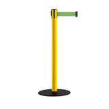 Safety Stanchion Retractable Belt Barriers, Low Profile Steel Base, Yellow Post, 7.5 Ft. Belt - Montour Line MSX630 - Crowd Control Warehouse