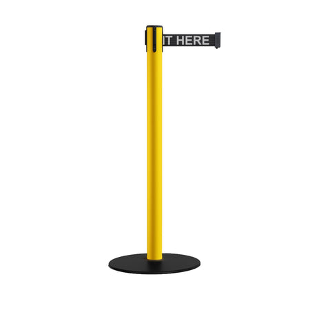 Safety Stanchion Retractable Belt Barriers, Low Profile Steel Base, Yellow Post, 9 Ft. Belt - Montour Line MSX630 - Crowd Control Warehouse