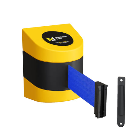 Safety Wall Mount Belt Barrier, Fixed or Magnetic, 13 Ft. Belt - Montour Line WMX 140 - Crowd Control Warehouse