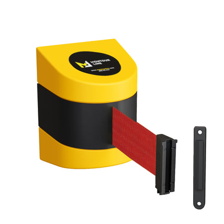 Safety Wall Mount Belt Barrier, Fixed or Magnetic, 15 Ft. Belt - Montour Line WMX 140 - Crowd Control Warehouse