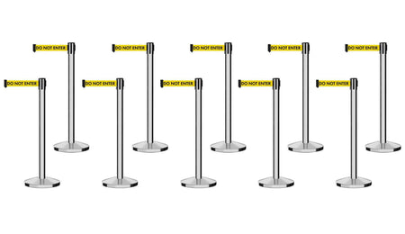 Set of (10) CCW Series RBB - 100 Retractable Belt Barriers - 13 Ft. Belt - Crowd Control Warehouse