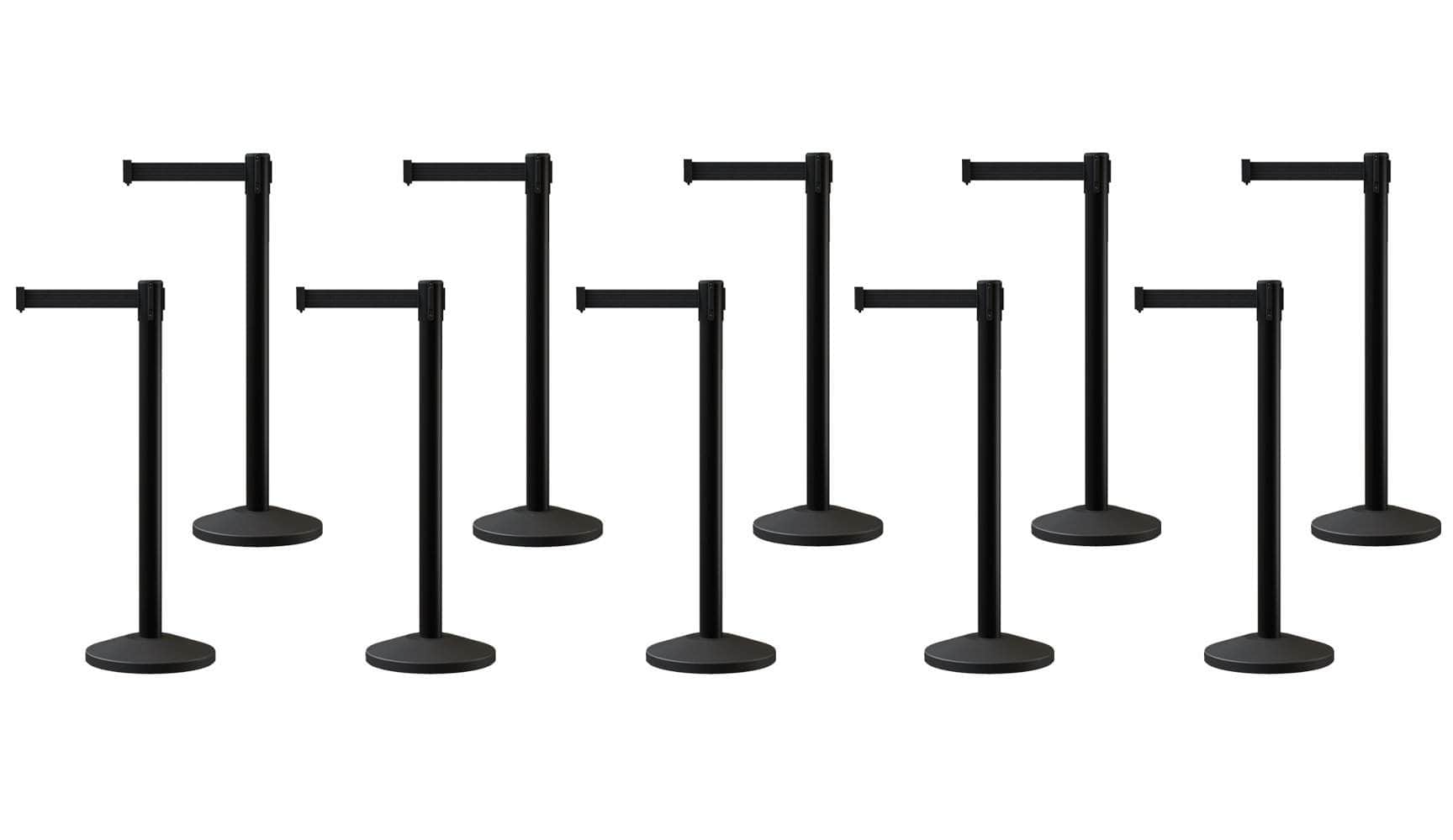 Set of (10) CCW Series RBB - 100 Retractable Belt Barriers - 13 Ft. Belt - Crowd Control Warehouse
