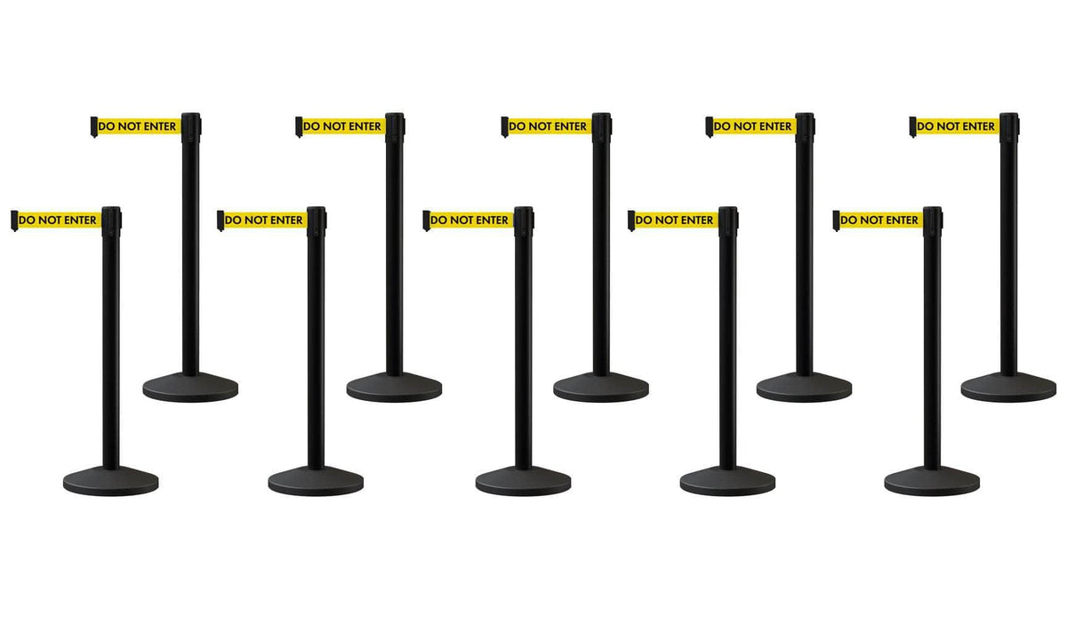 Set of (10) CCW Series RBB - 100 Retractable Belt Barriers - 13 Ft. Belt - Crowd Control Warehouse