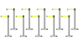 Set of (10) CCW Series RBB - 100 Retractable Belt Barriers - 13 Ft. Belt - Crowd Control Warehouse