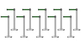 Set of (10) CCW Series RBB - 100 Retractable Belt Barriers - 13 Ft. Belt - Crowd Control Warehouse