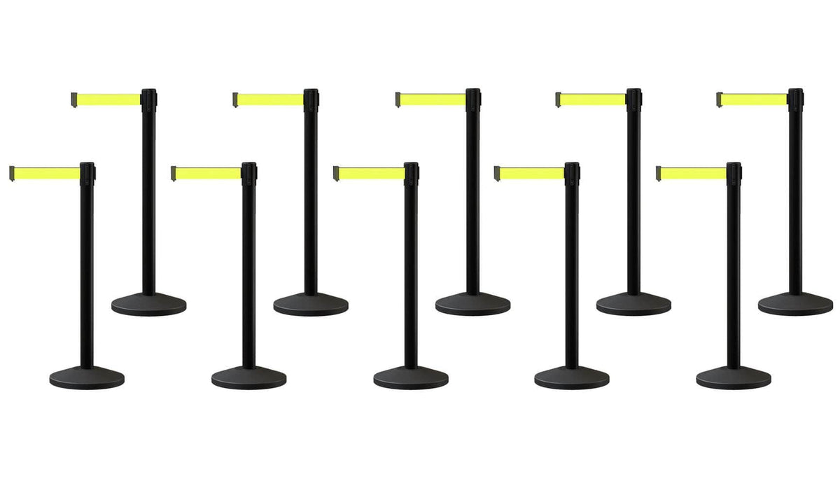 Set of (10) CCW Series RBB - 100 Retractable Belt Barriers - 13 Ft. Belt - Crowd Control Warehouse